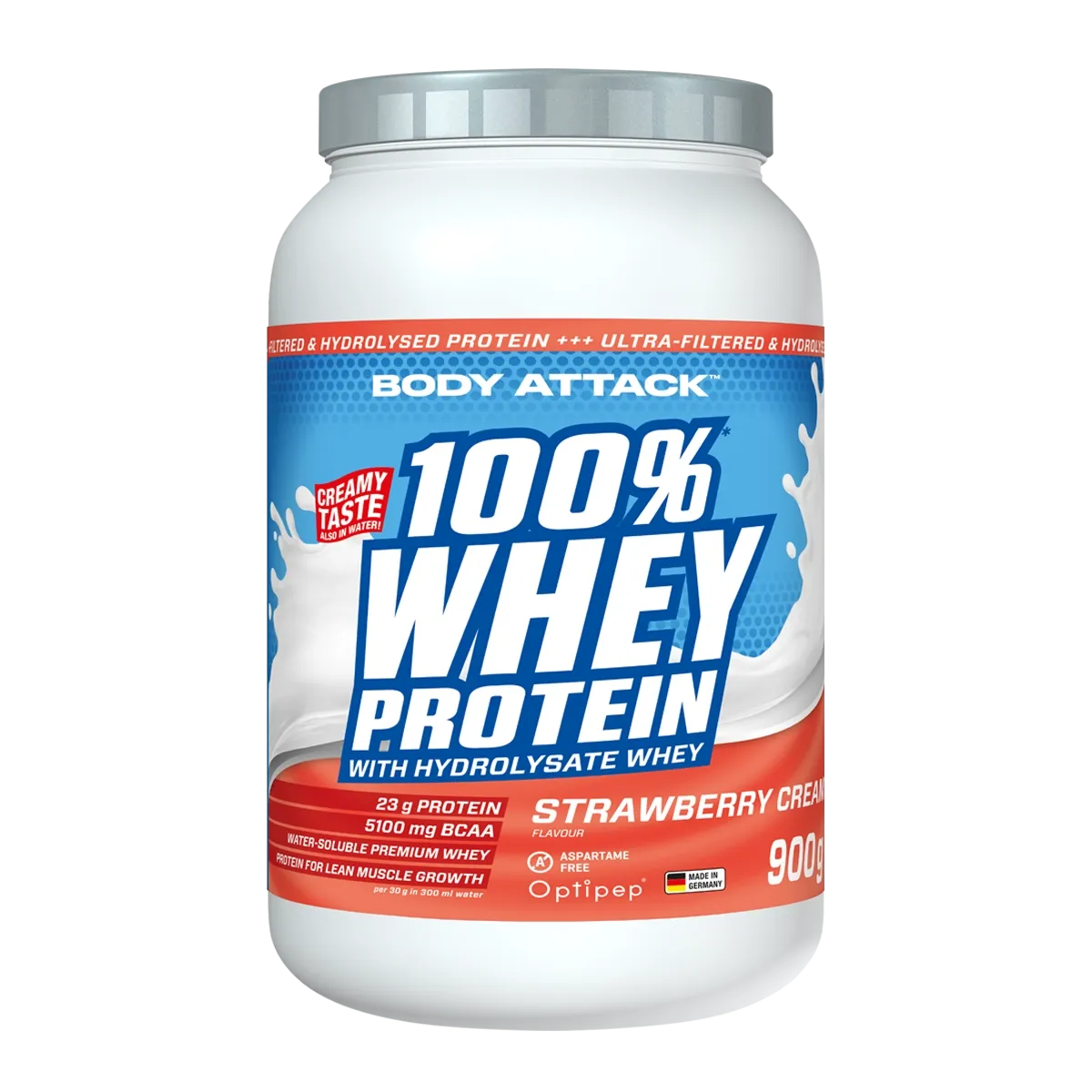 100 % Whey Protein 900g Dose BODY ATTACK